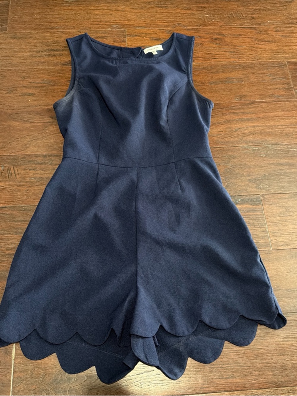 Monteau Navy Scalloped Hem Sleeveless Dress